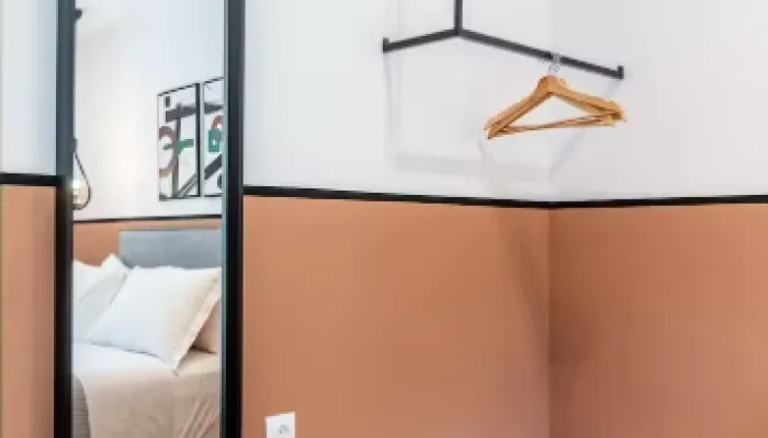 Mirror and cupboards