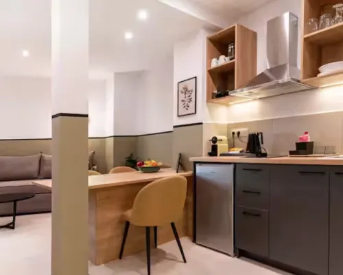 Kitchen and living room